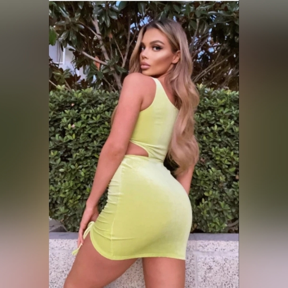 Tic Toc Jules Lime Cut Out Bodycon Mini Dress Green Womens Size Large - Picture 2 of 9